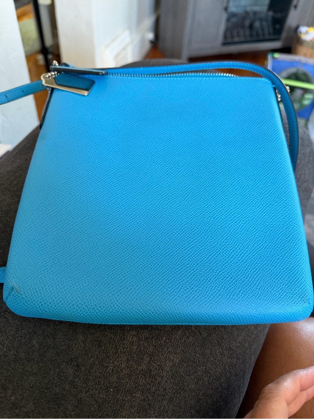 COACH Pebbled Leather Crossbody in Turquoise Blue - Picture 10 of 13